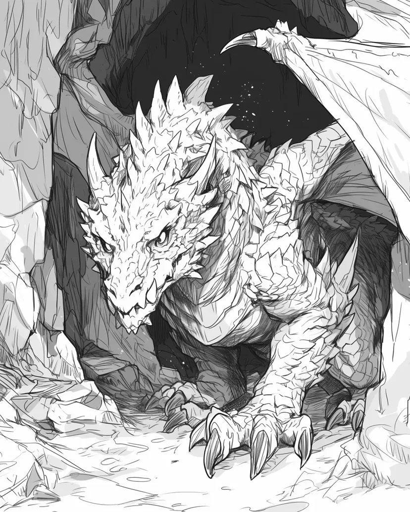 ドラゴンの洞窟の塗り絵