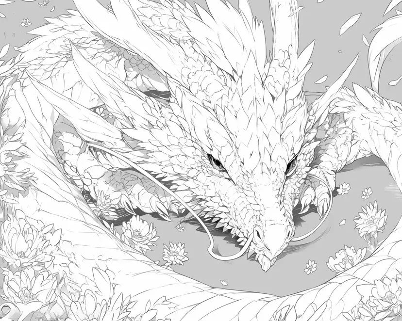 眠れる白龍の夢の塗り絵