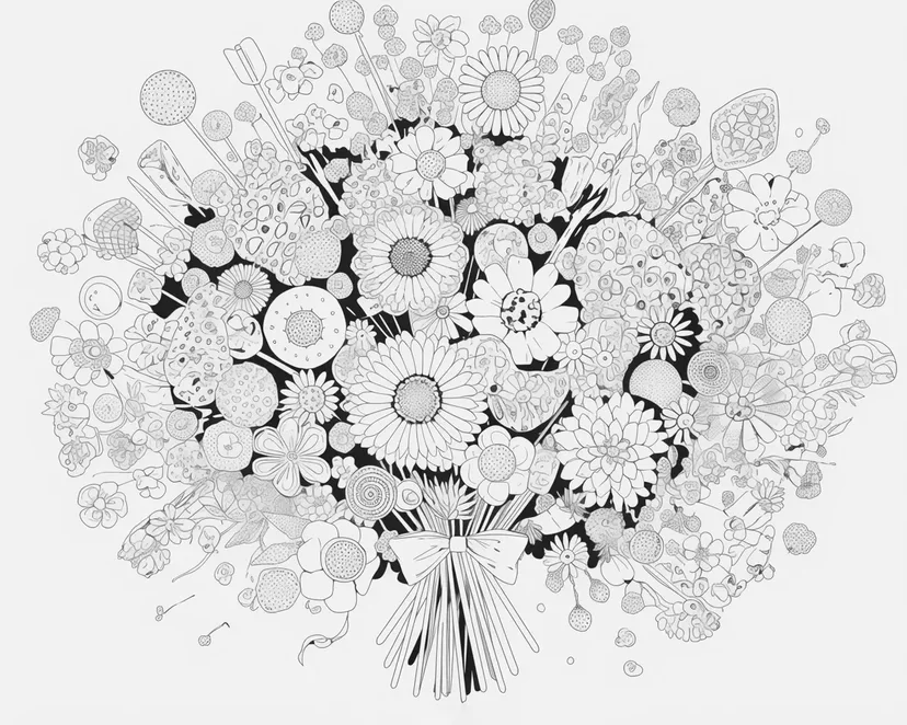 Coloriage Page de Coloriage Bouquet de Fleurs