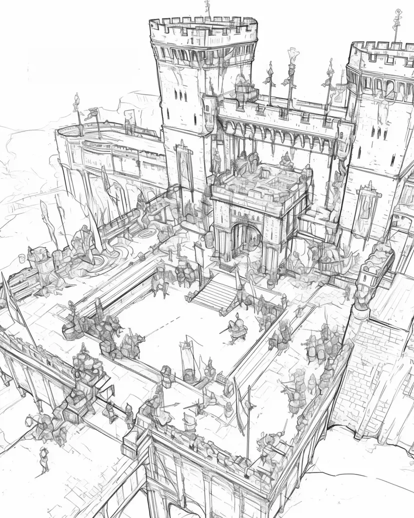 Dibujo de Patio del Castillo de los Caballeros para colorear