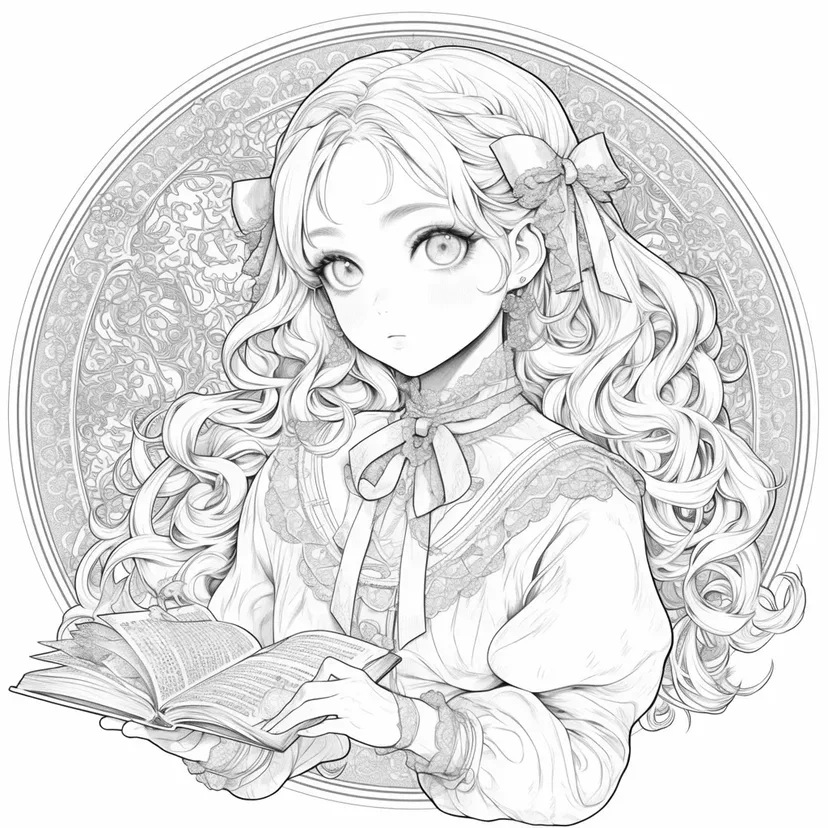 Dibujo de Chica Vintage para colorear