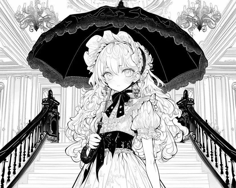 ヴィクトリア風の少女の塗り絵