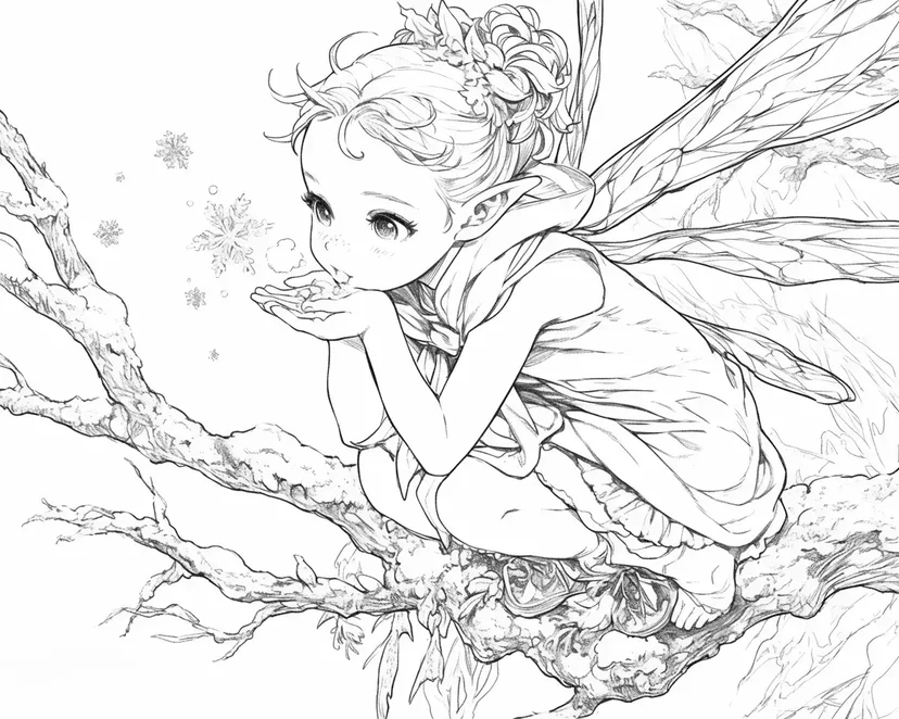 風の中の妖精の塗り絵