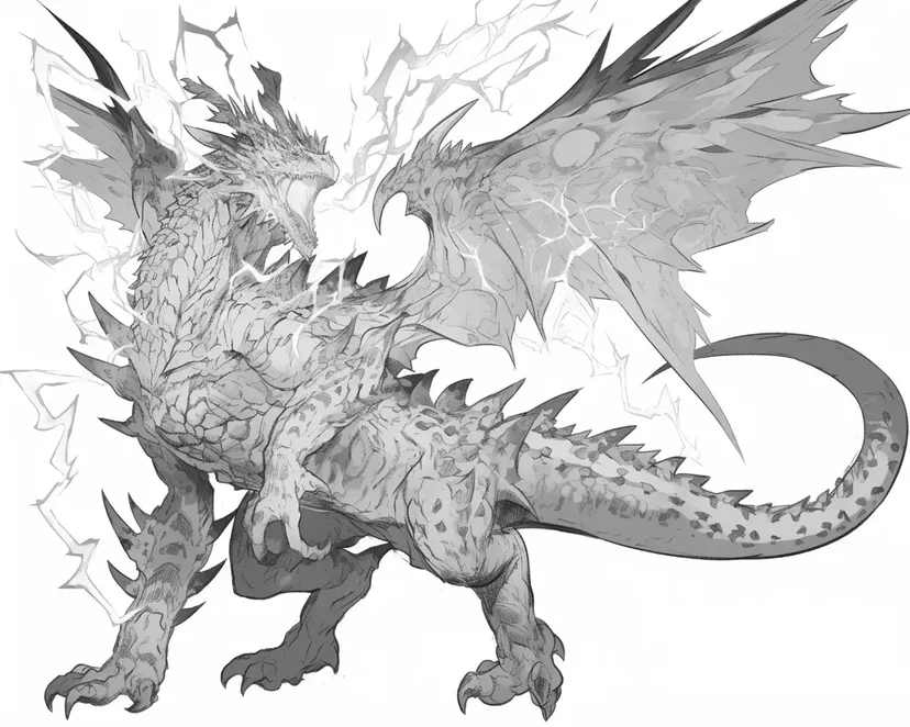 電撃のドラゴンの塗り絵