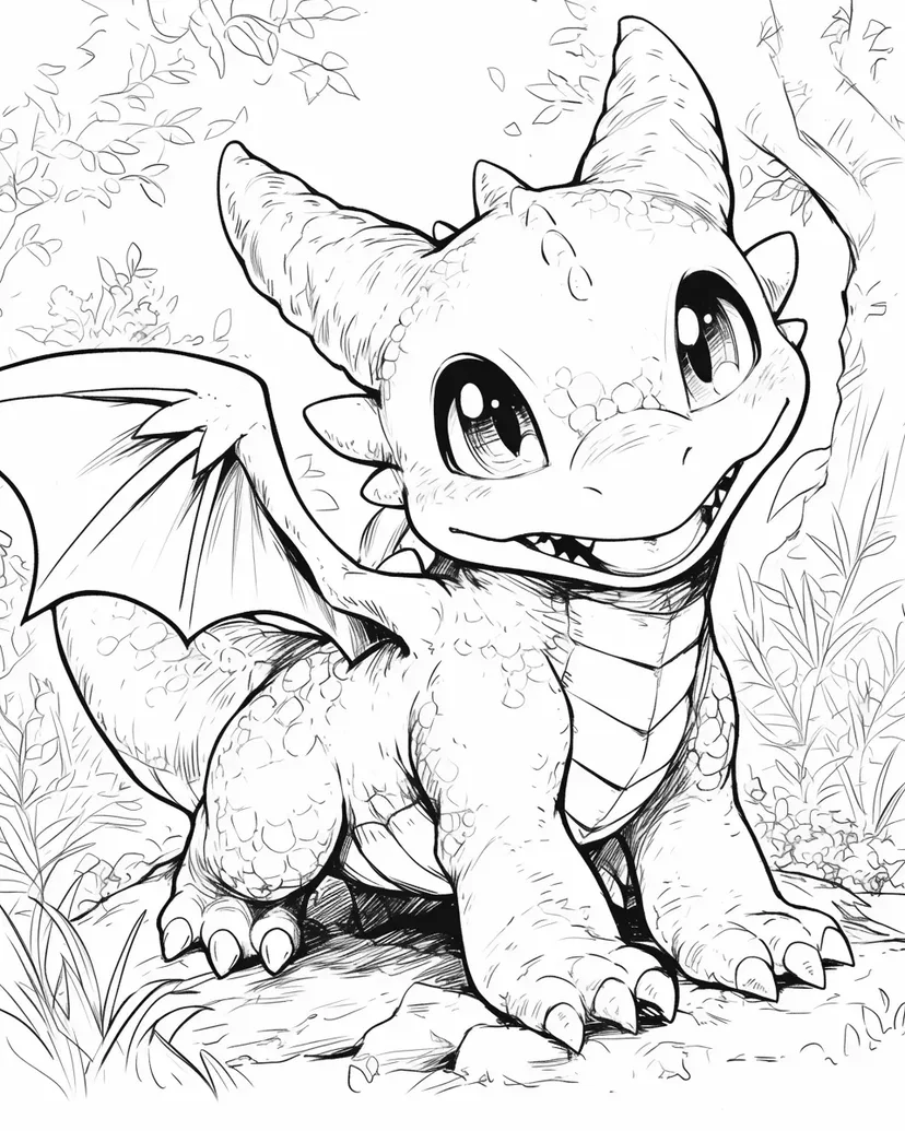 小さなドラゴンの冒険の塗り絵