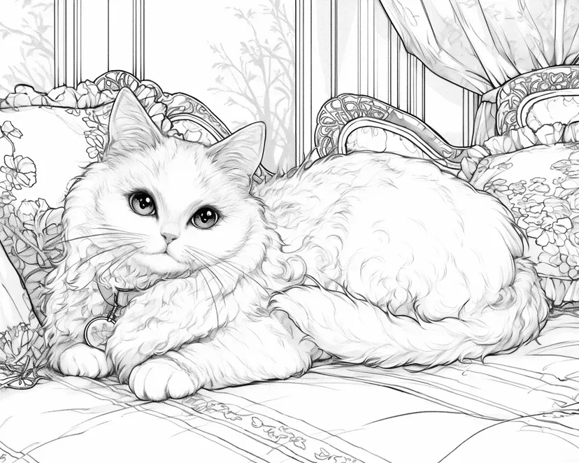 Dibujo de Gato Ragdoll Relajante para colorear