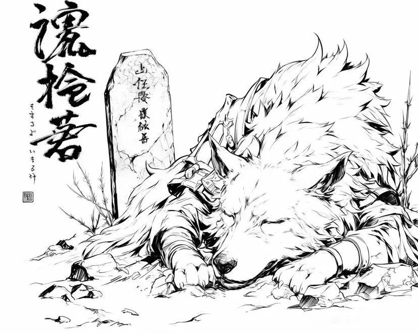 Dibujo de Lobo Guerrero Durmiente para colorear