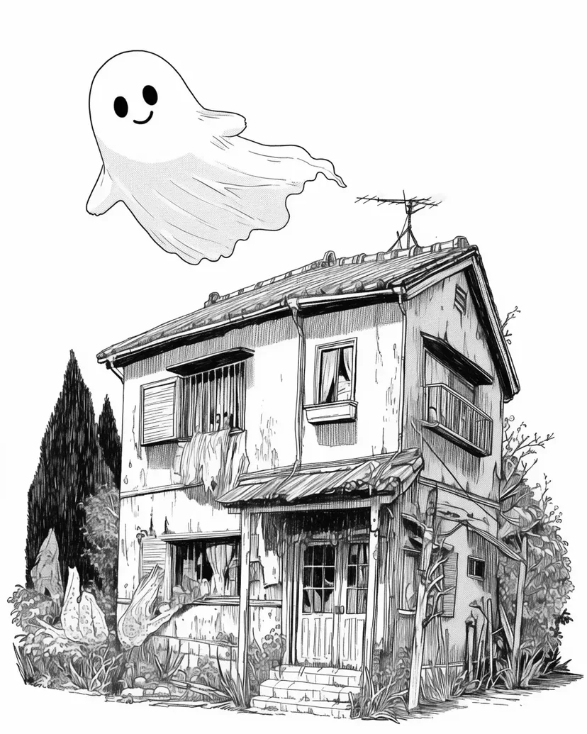 Dibujo de La Casa Vieja Embrujada para colorear