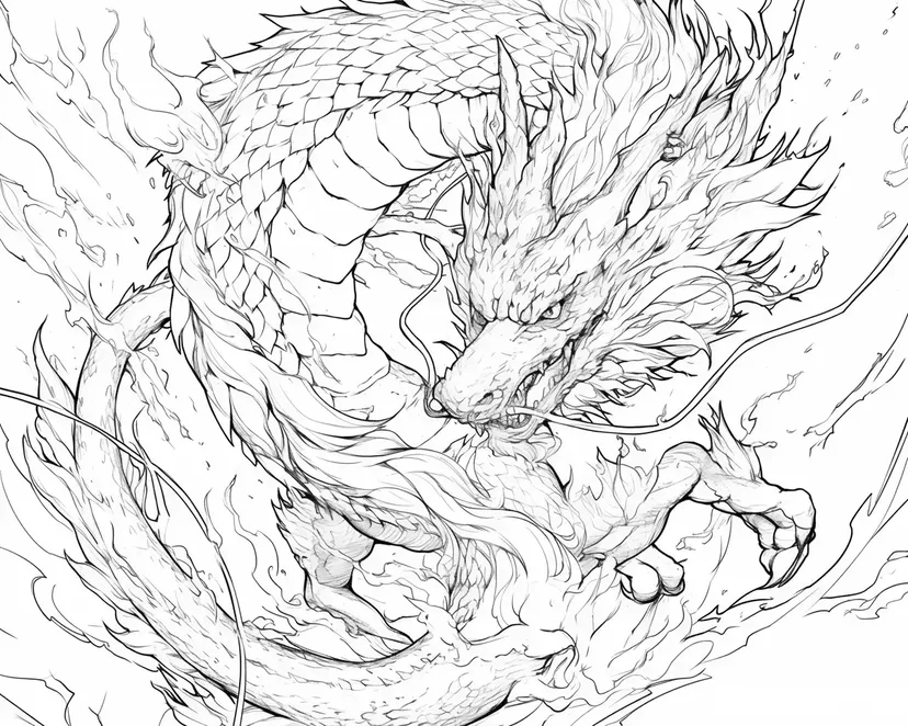 Desenho de Dragão de Chamas para colorir