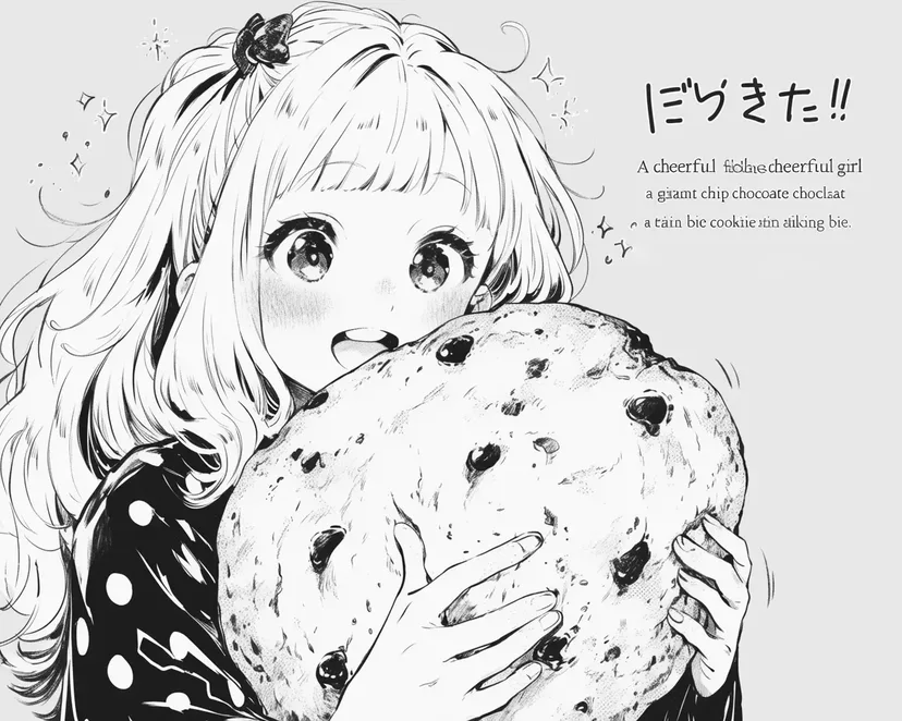 Dibujo de Niña con Galleta Gigante para colorear