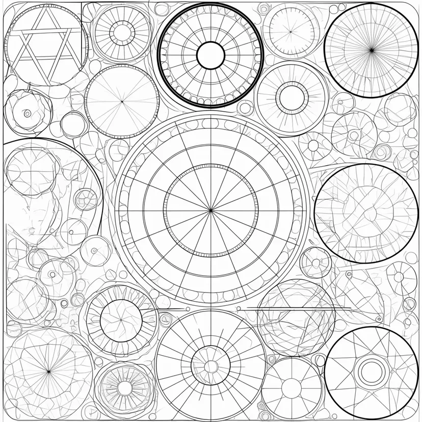 円の幾何学模様の塗り絵