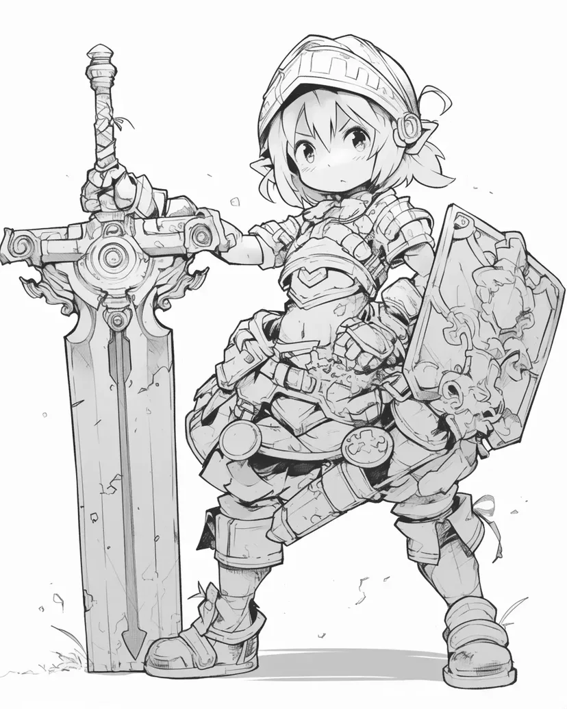 Brave Little Knight coloring page