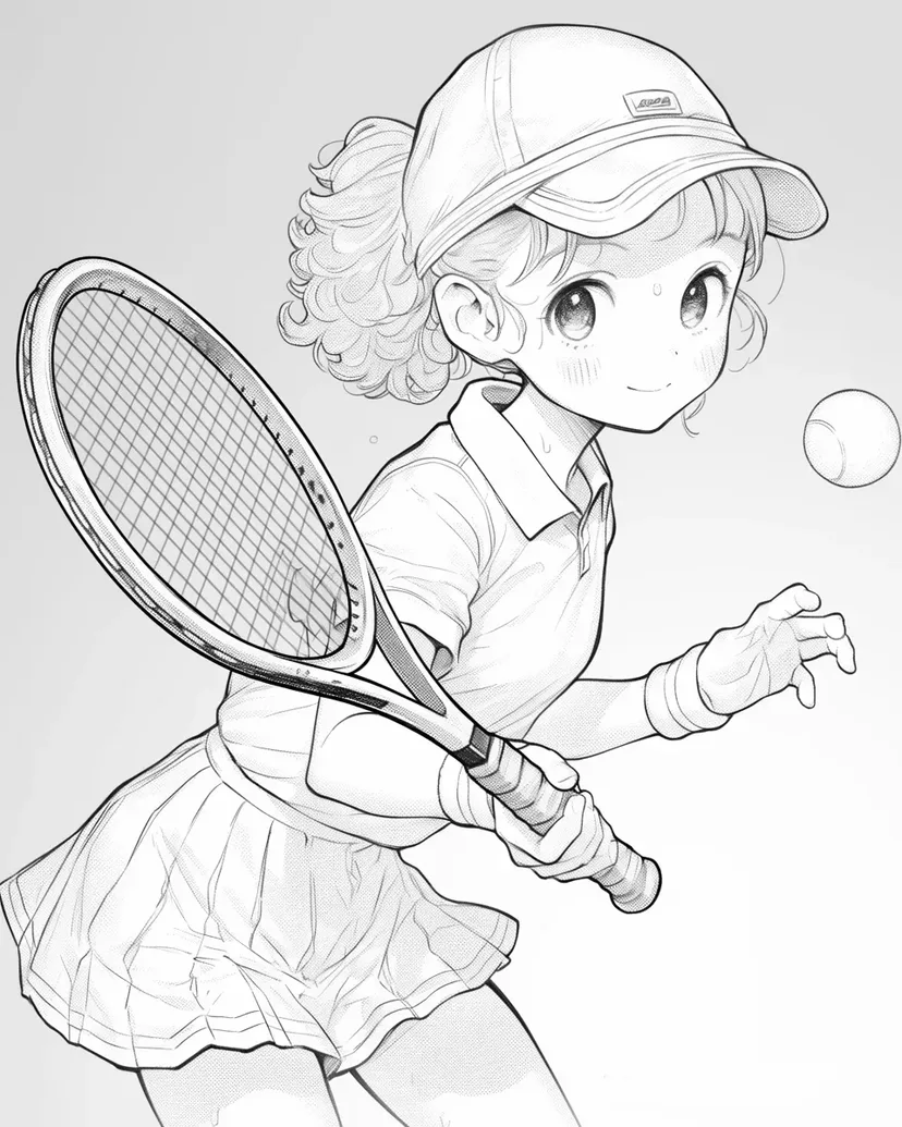 Dibujo de Chica Disfrutando del Tenis para colorear