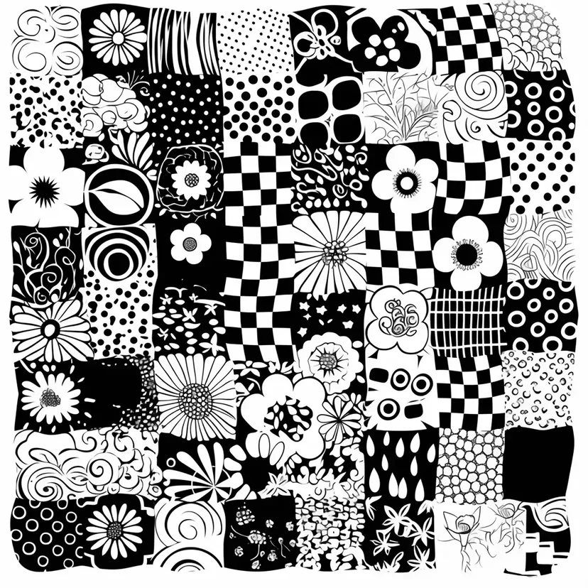 Coloriage Patchwork de Fleurs et de Motifs