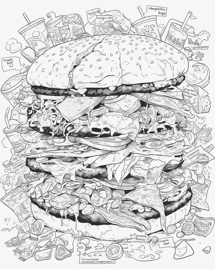 Gambar mewarnai Dunia Burger Raksasa