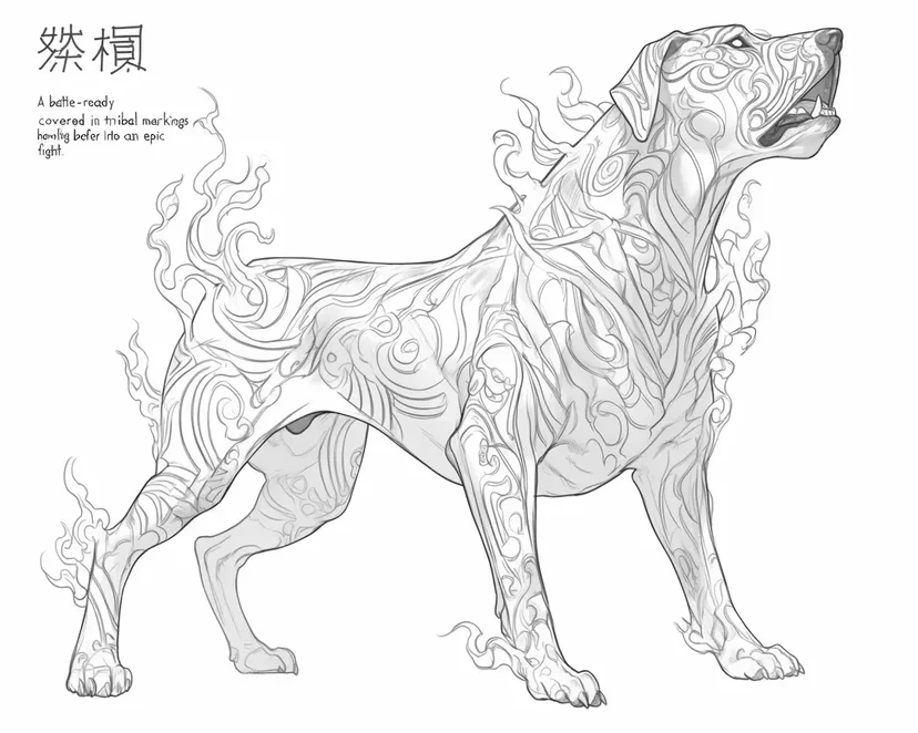 Dibujo de Perro Listo para la Batalla para colorear