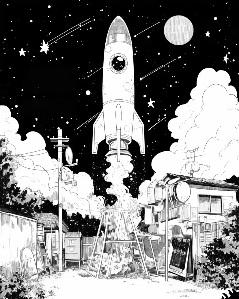 Dibujo de El Viaje Espacial Soñado de un Niño para colorear
