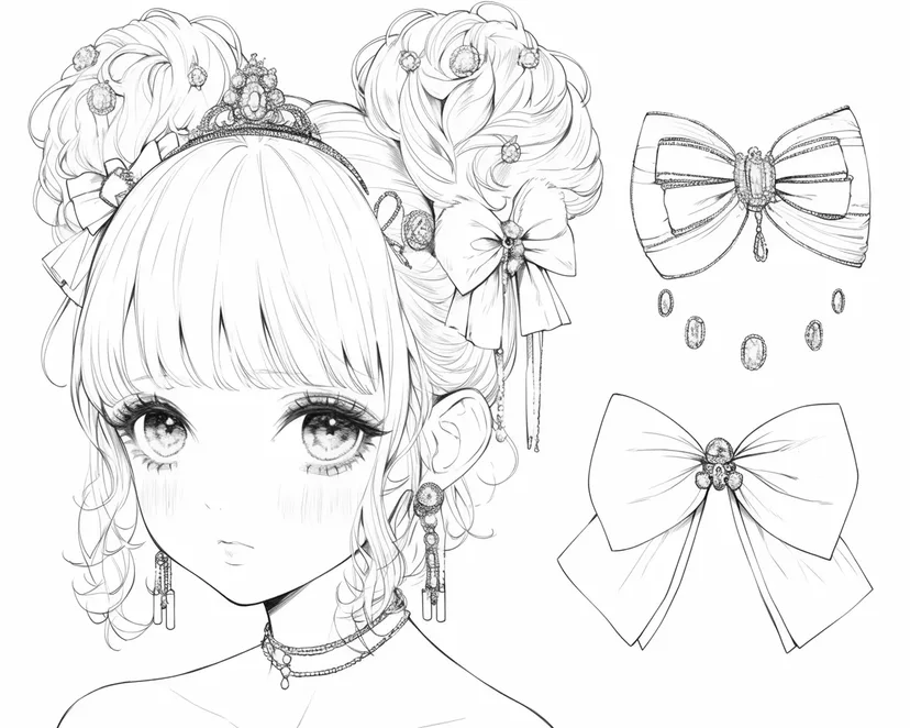 Desenho de Menina com Laços para colorir