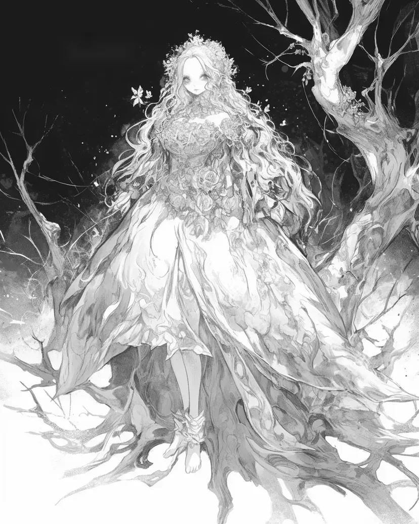 冬の精霊の少女の塗り絵