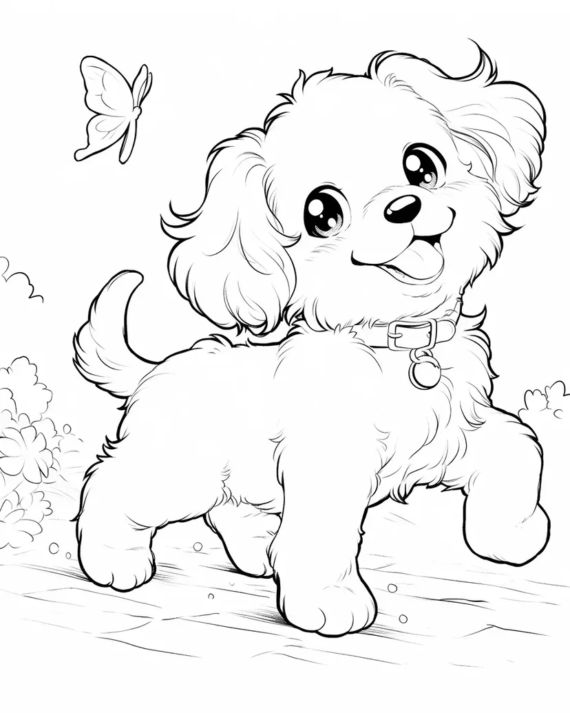 Dibujo de Cachorro Juguetón para colorear