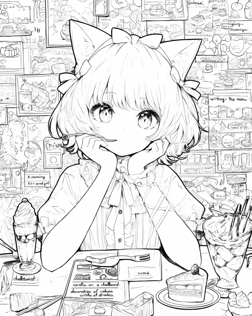 A Moment in the Cafe coloring page