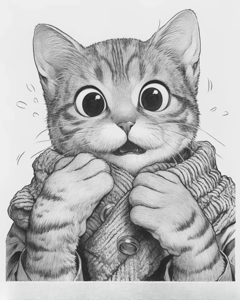 驚いた猫の初めての手袋