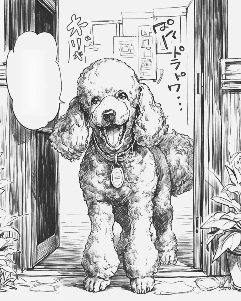 Desenho de Poodle Sorridente para colorir