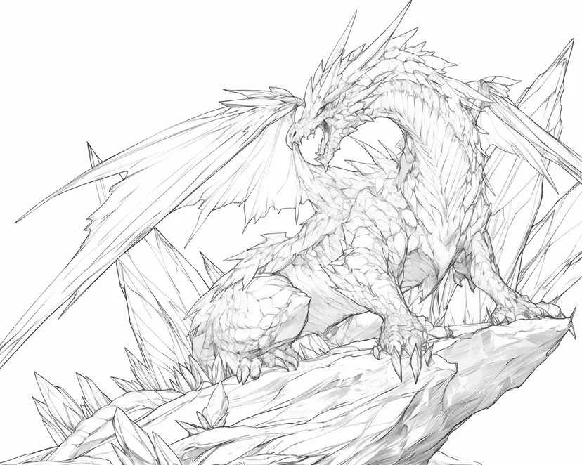 山頂のドラゴンの塗り絵