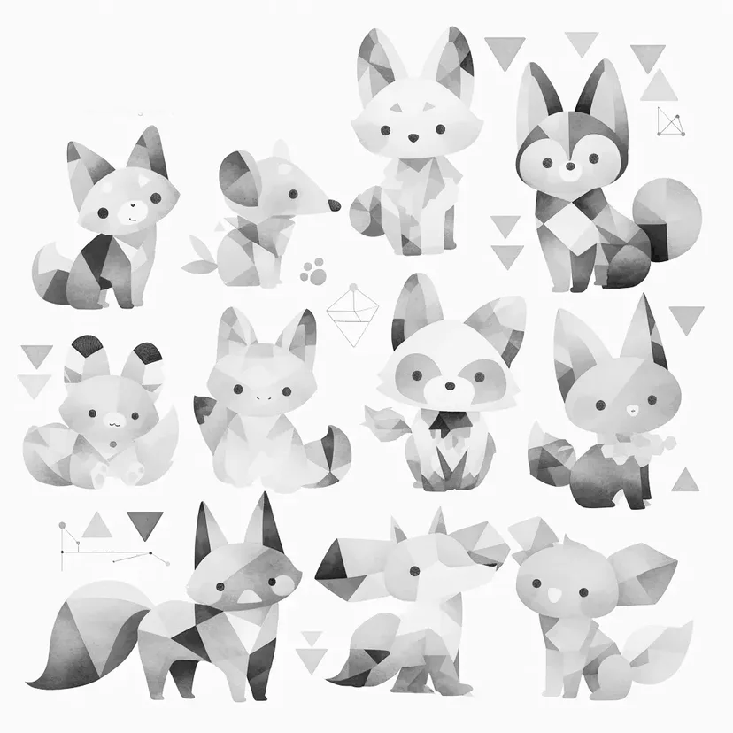 Desenho de Animais Geométricos Fofos para colorir