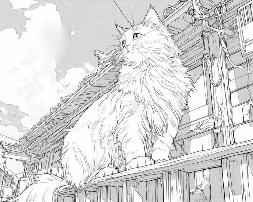 夕暮れのバルコニーの猫