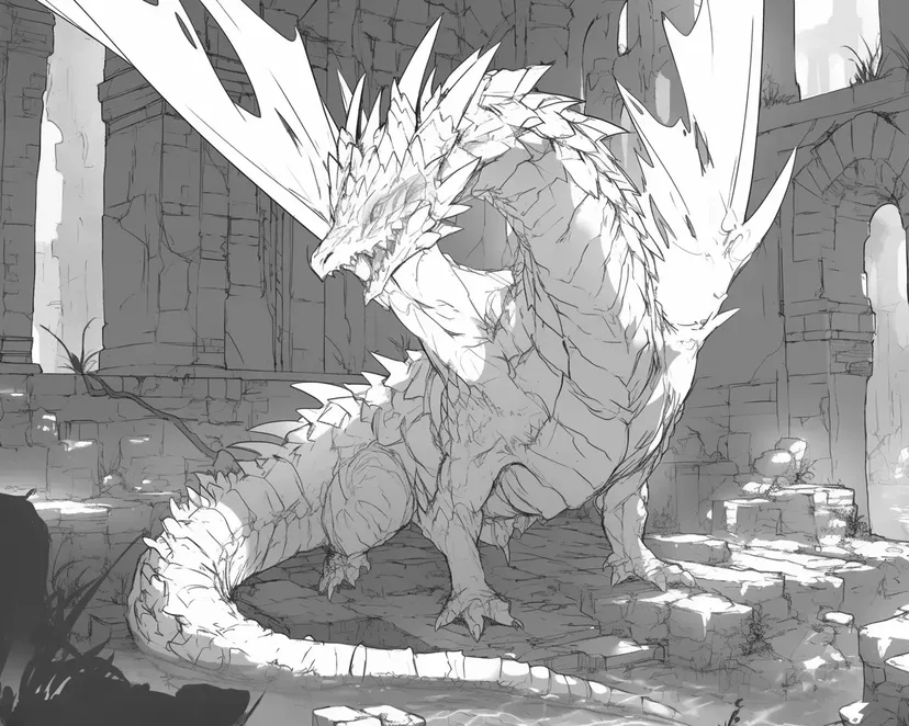 古代の白龍の塗り絵