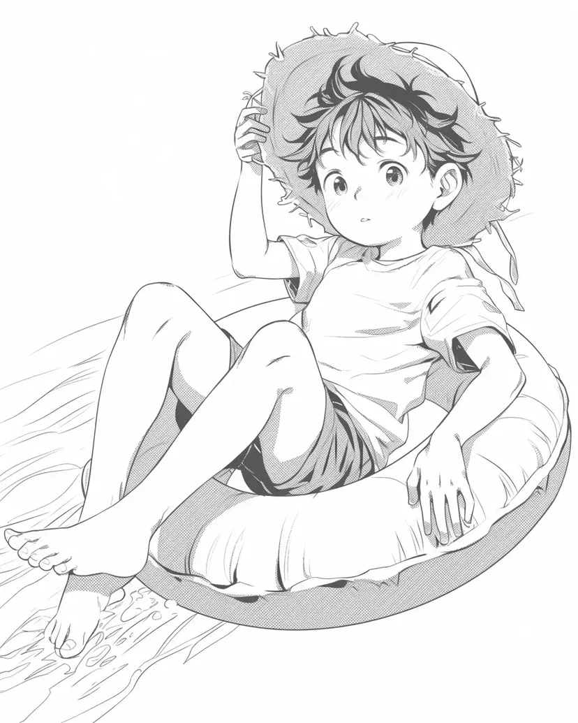 Dibujo de Niño en un día de verano para colorear