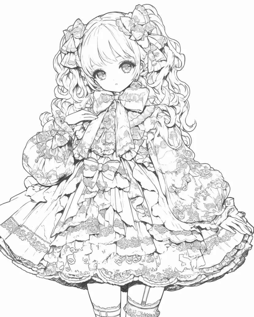 人形の少女の塗り絵
