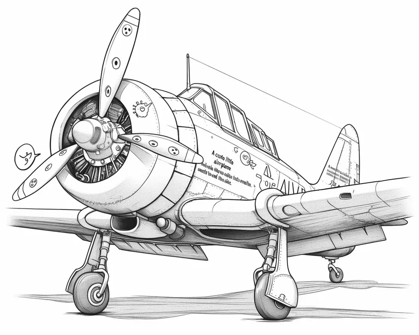 ビンテージ飛行機の塗り絵