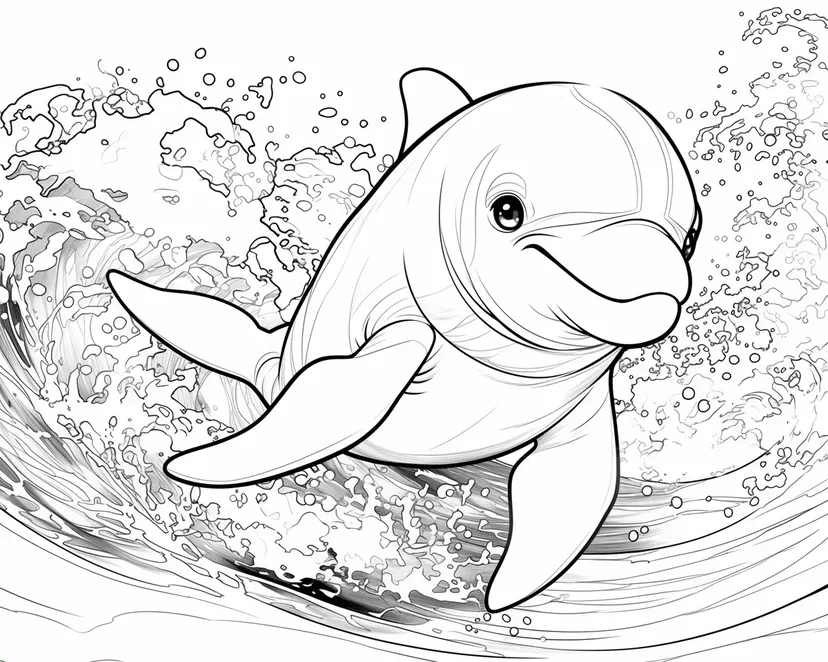 Dolphin Riding the Waves coloring page