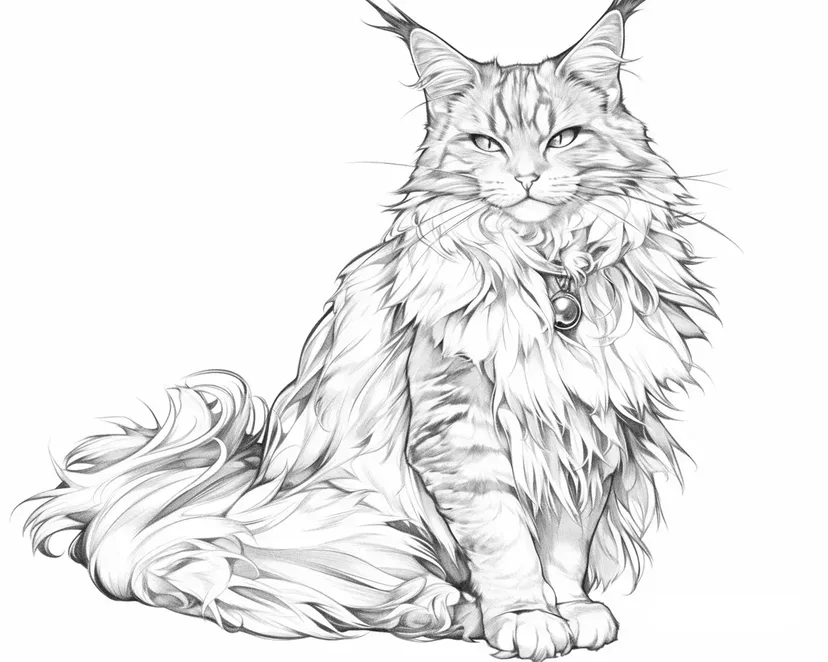 威严的缅因猫涂色页