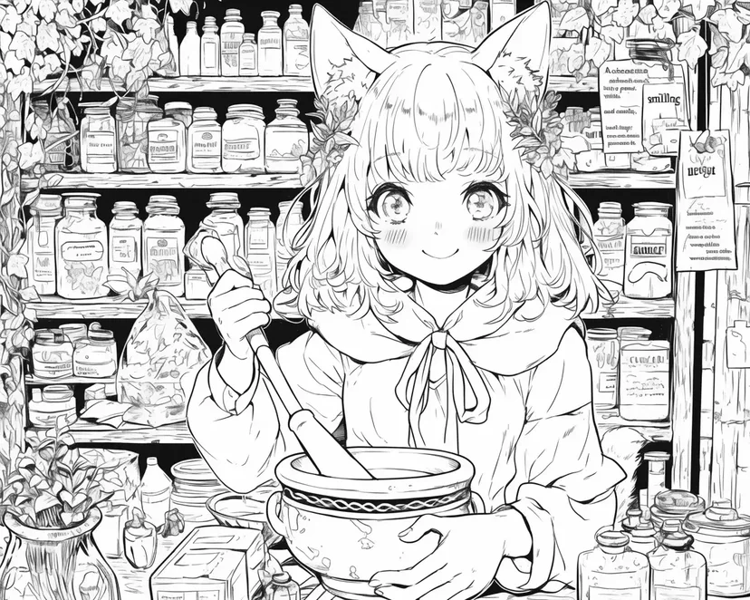 魔法の調合師の塗り絵