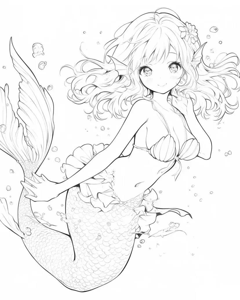 Gambar mewarnai Putri Duyung Laut