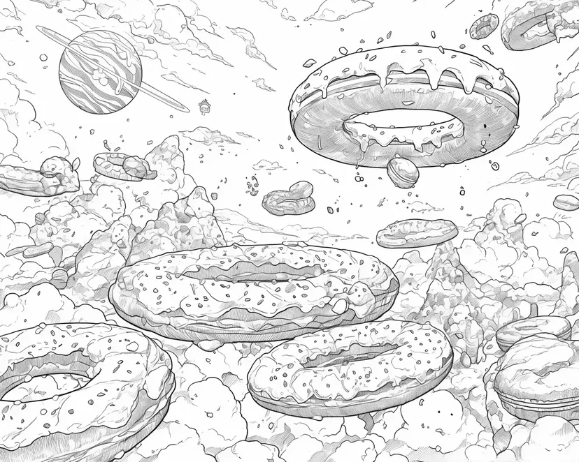 Dibujo de Aventura en el Planeta Donut para colorear