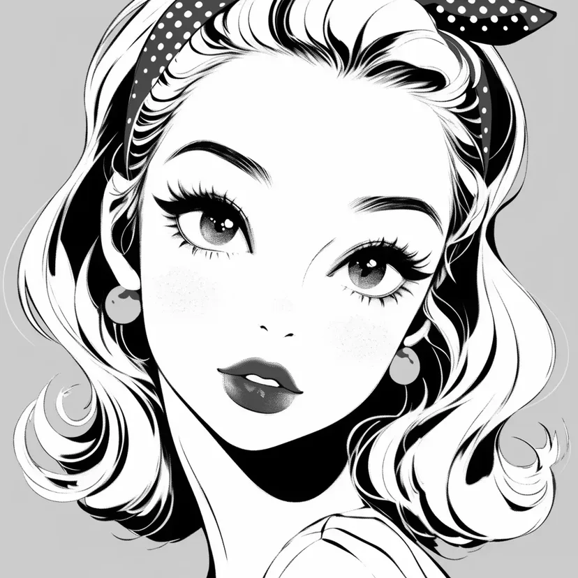 Desenho de Garota Retrô para colorir