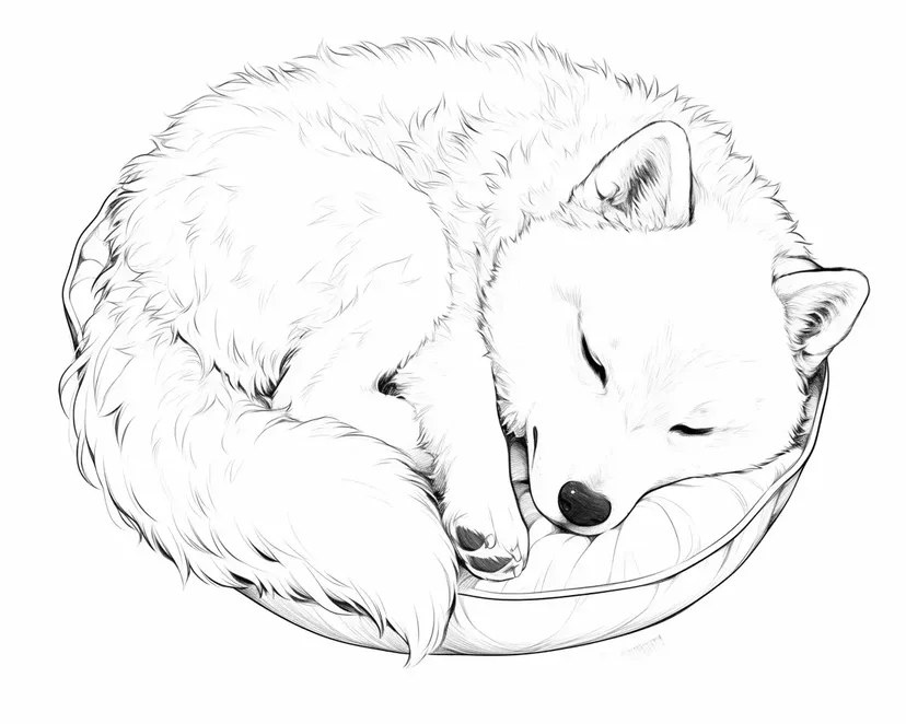 Dibujo de Husky Siberiano Durmiendo para colorear