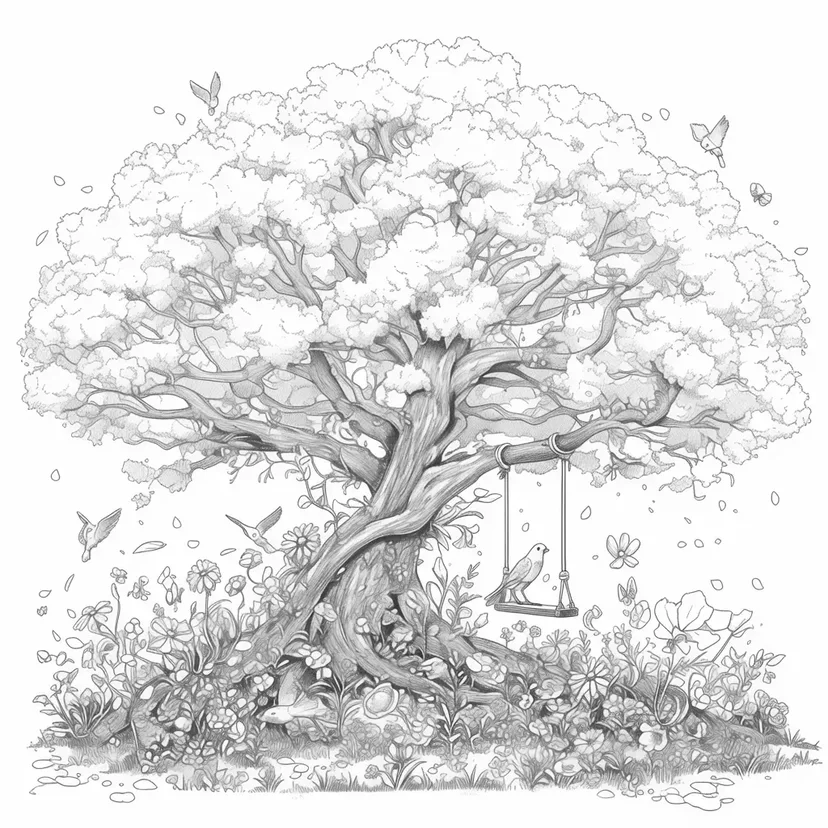 The Giant Tree and Nature's Playground coloring page