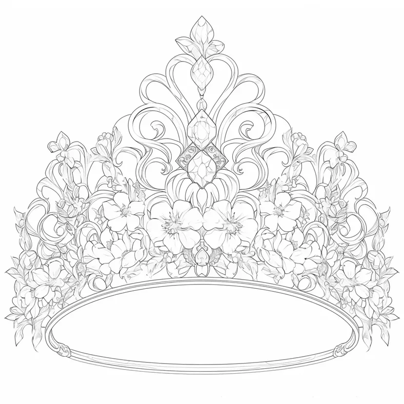 花のティアラの塗り絵