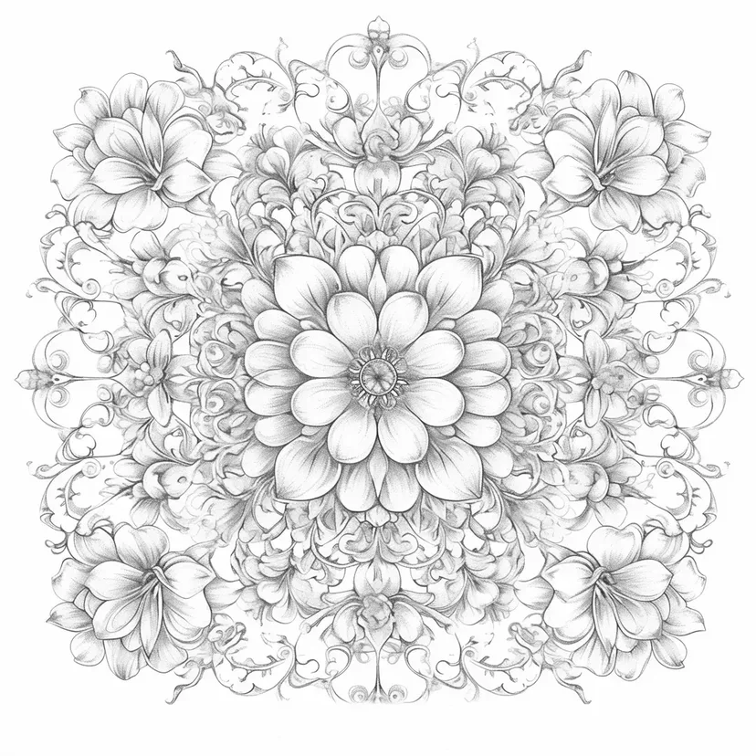 Elegant Floral Lace Design coloring page