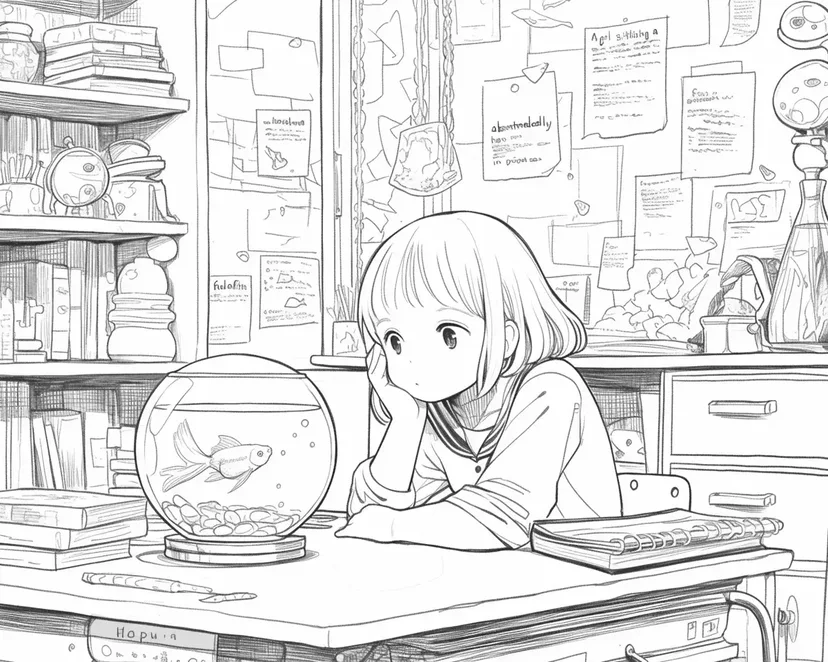 水槽の中の友達の塗り絵