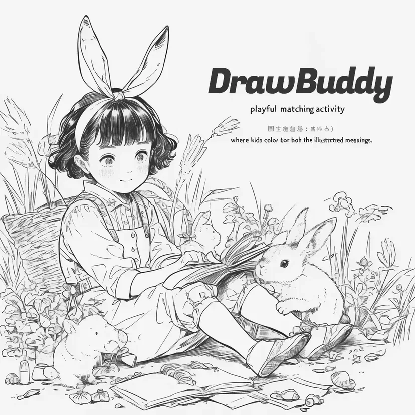 Dibujo de Un Momento Acogedor con Conejos para colorear
