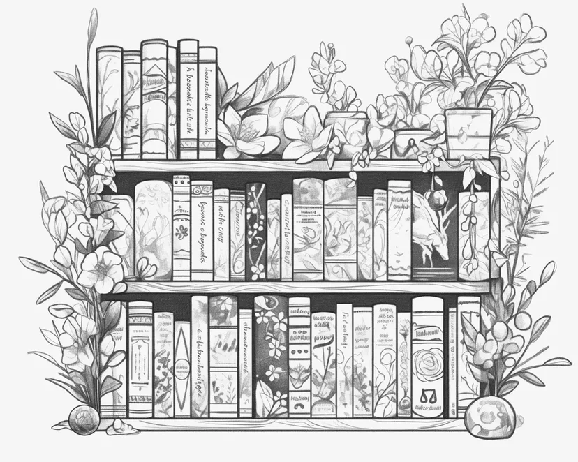 Beautiful Bookshelf coloring page