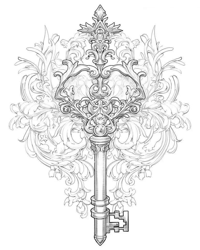 Mysterious Magic Key coloring page