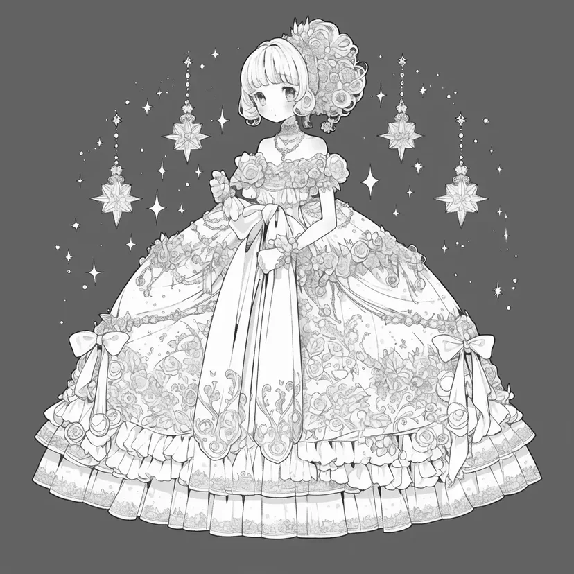 星の舞踏会の塗り絵