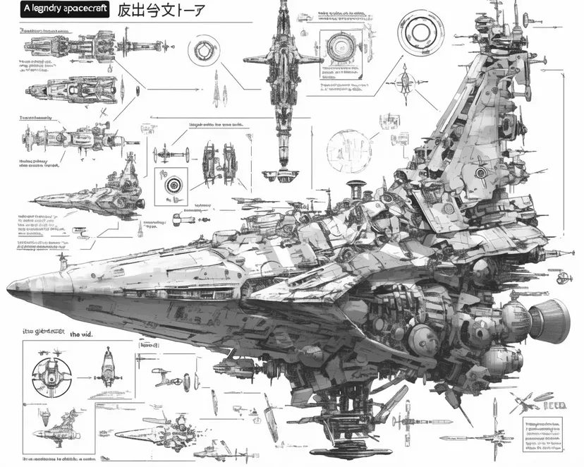 伝説の宇宙船設計図の塗り絵